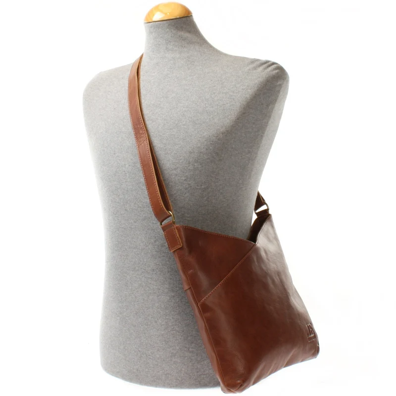 Schultertasche Umhängetasche Handtasche Leder braun LE0065