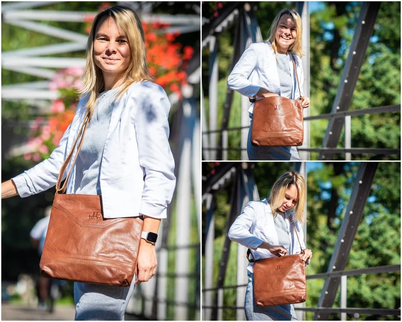 Umhängetasche Ledertasche Damen Schultertasche Leder braun LE0066
