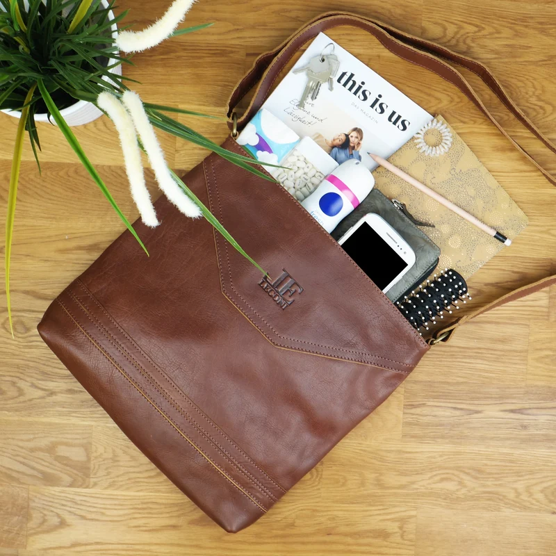 Umhängetasche Ledertasche Damen Schultertasche Leder braun LE0066
