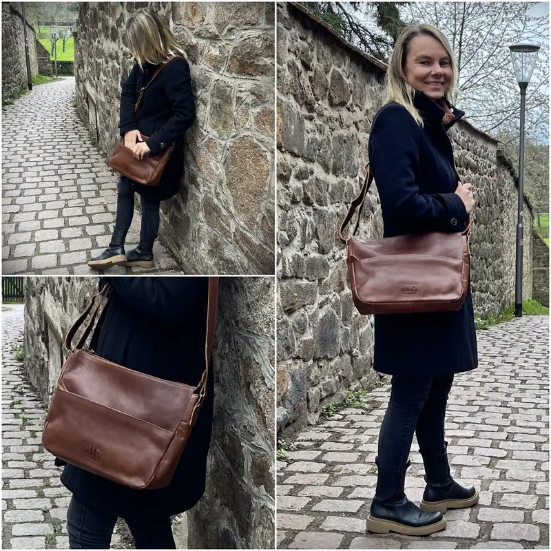 Umhängetasche Ledertasche Damen Herren Schultertasche Leder braun LE0067