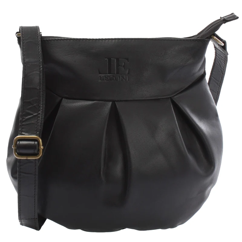 kleine Umhängetasche Ledertasche Damentasche Schultertasche Leder schwarz LE0070