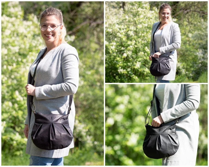 kleine Umhängetasche Ledertasche Damentasche Schultertasche Leder schwarz LE0070