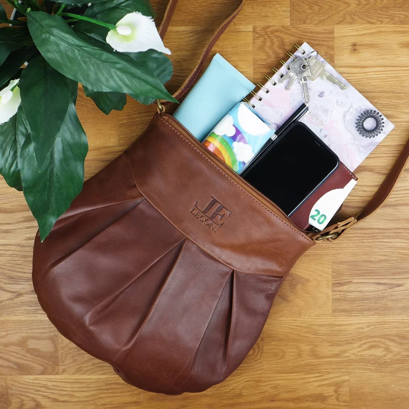 kleine Umhängetasche Ledertasche Damentasche Schultertasche Leder braun LE0070
