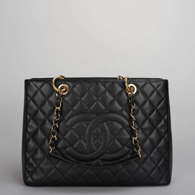 Chanel Black Grand Shopping Tote Schwarze GST-Tasche in Cavier 2012-2013