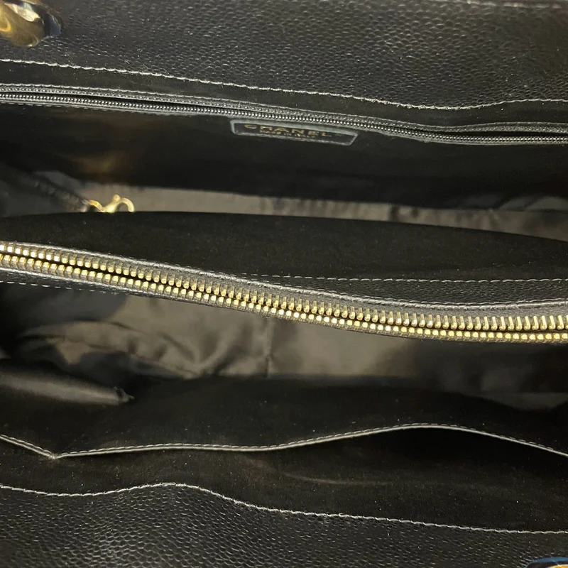 Chanel Large Grand Shopping Tote schwarze GST-Tasche aus Kaviarleder mit goldener Hardware