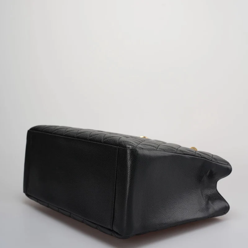 Chanel Grand Shopping Tote Schwarze GST-Tasche aus Kaviarleder mit goldener Hardware Medium