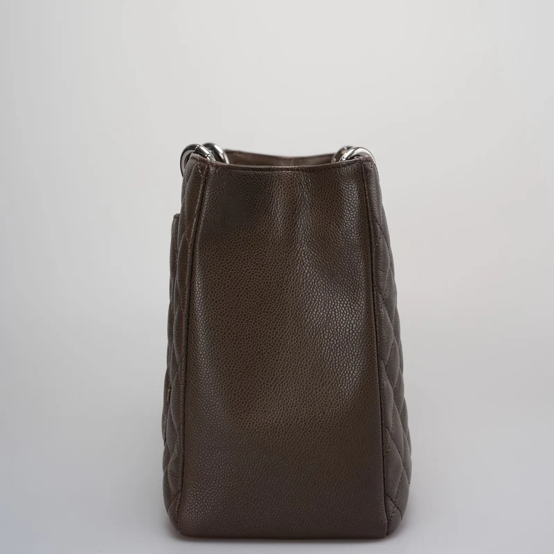 Chanel Brown GST Grand Shopping Tote Bag aus Kaviarleder mit silberner Hardware