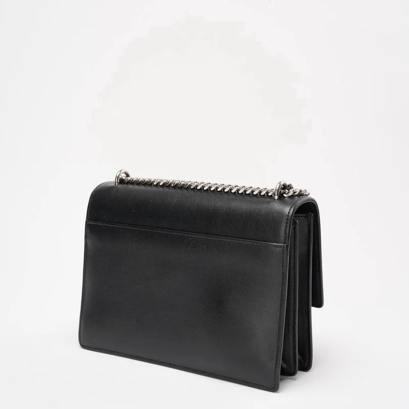Saint Laurent Schwarzes Kalbsleder Mittleres Monogramm Sonnenuntergang