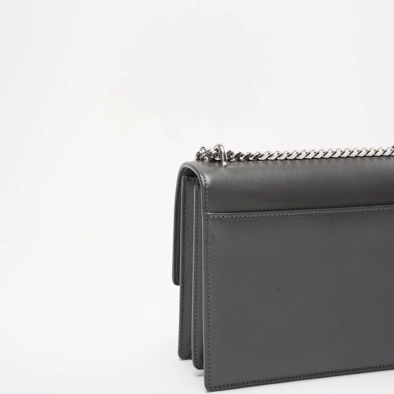 Saint Laurent Graues Kalbsleder Mittleres Monogramm Sonnenuntergang