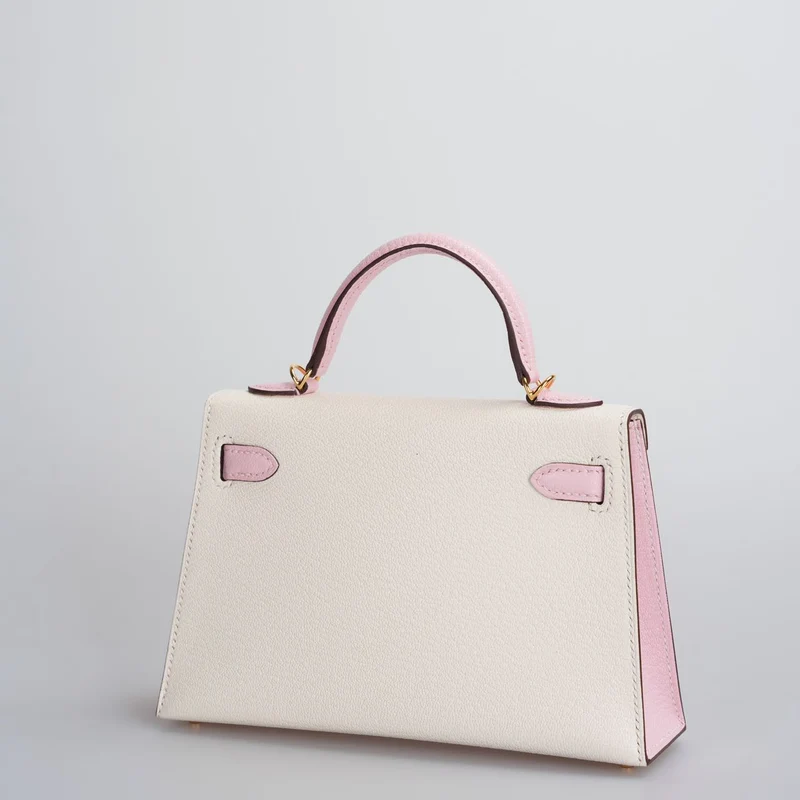 Hermès Mini Kelly 20 cm HSS in Chèvre Mysore Nata mit Rose Sakura