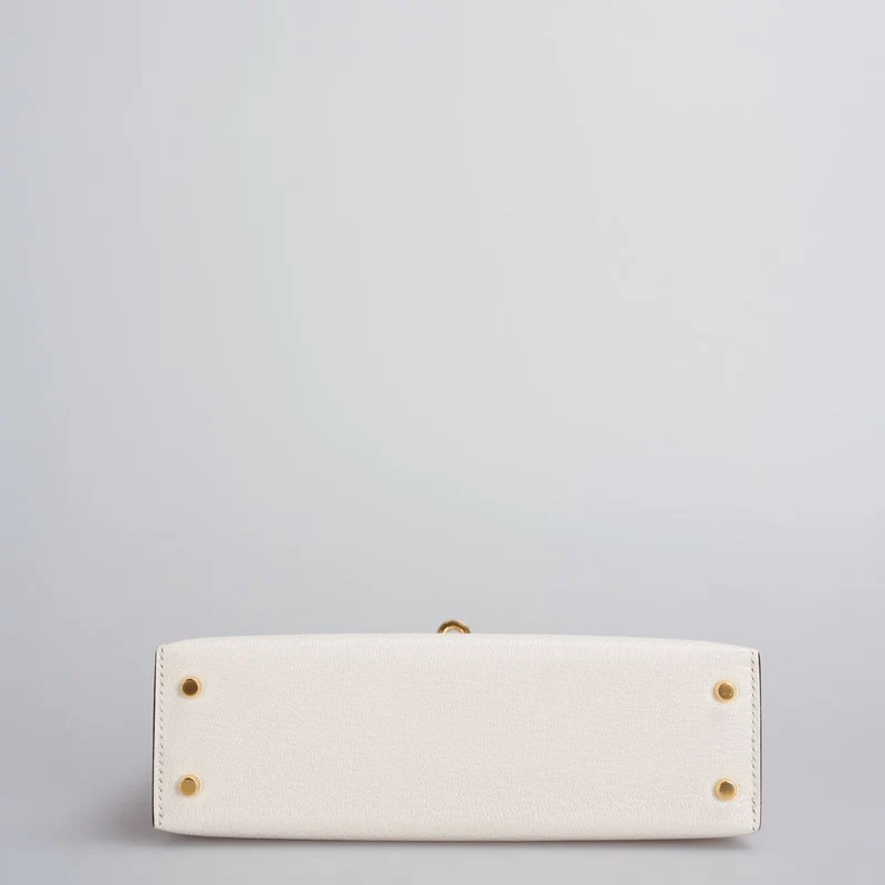 Hermès Mini Kelly 20 cm HSS in Chèvre Mysore Nata mit Rose Sakura