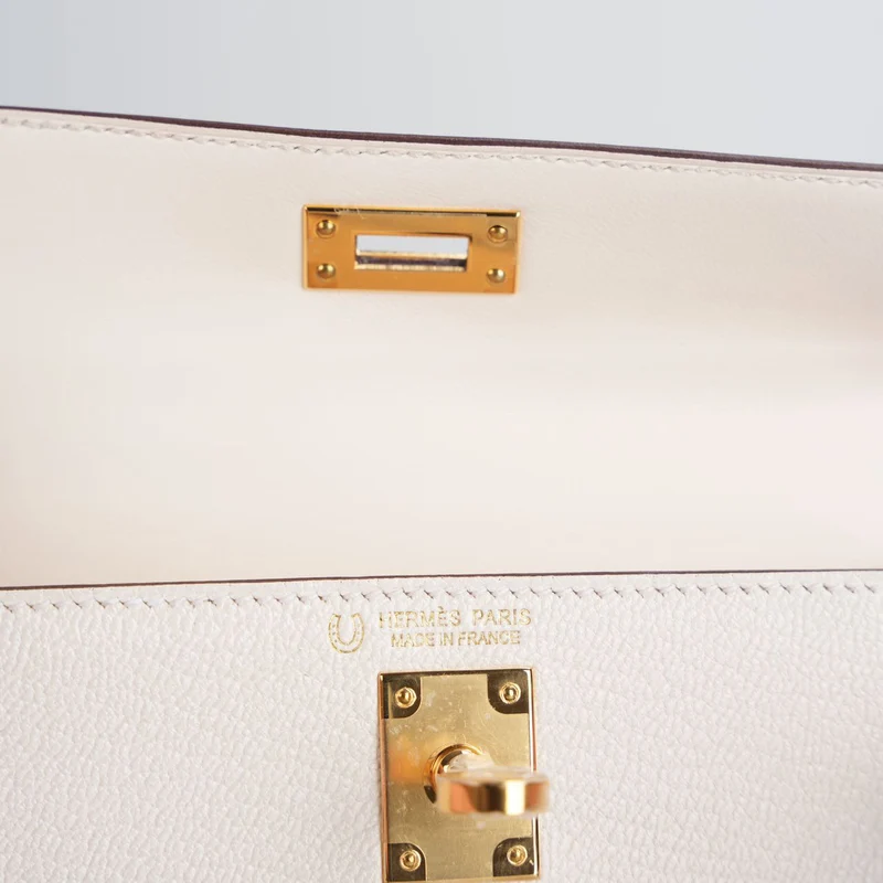 Hermès Mini Kelly 20 cm HSS in Chèvre Mysore Nata mit Rose Sakura