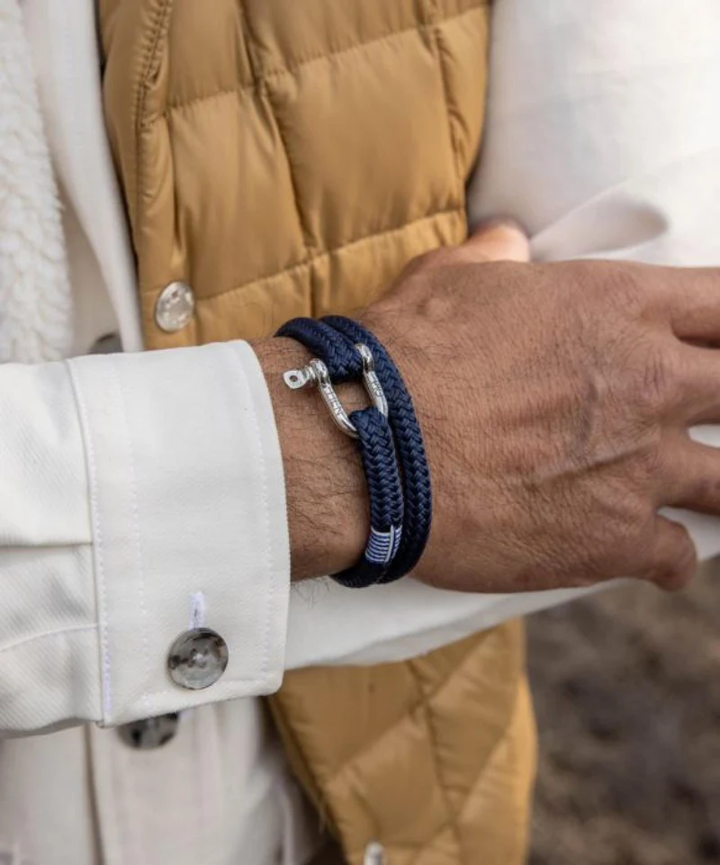 Pig & Hen Armband Salty Steve Navy/Silver