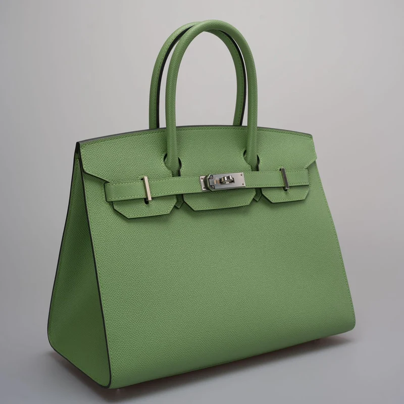 Hermes Birkin 30cm Sellier Tasche aus Epsom-Leder in Vert Avocado-Grün mit Palladium-Hardware