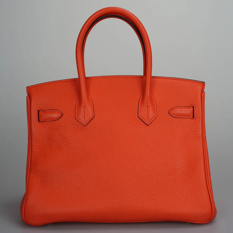 Hermes Birkin 30 Handtasche aus orangefarbenem Togo-Leder mit goldener Hardware