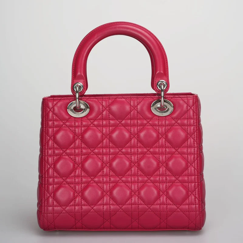 Christian Dior Lady Dior Bag – Mittlere Handtasche aus rotem Cannage-Lammleder