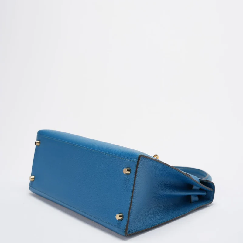 Hermes Kelly Sellier Tasche 28cm aus blauem Epsom-Leder mit goldener Hardware