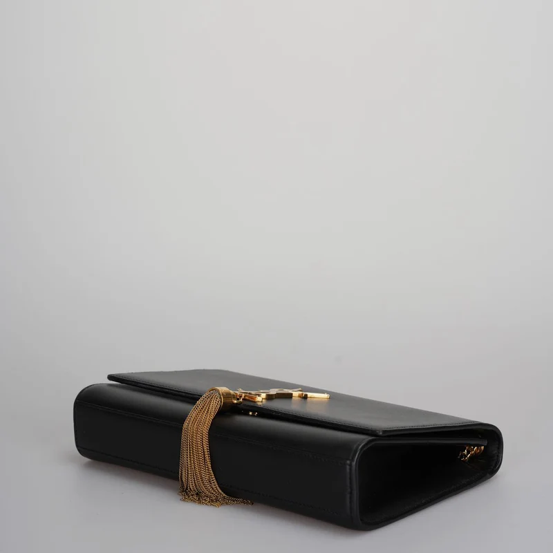 Saint Laurent Kate Medium Tasche aus schwarzem Kalbsleder Cassandre Tassel