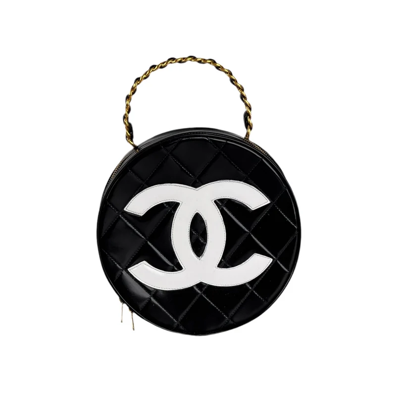 Chanel 1995 Schwarzer runder Kosmetikkoffer