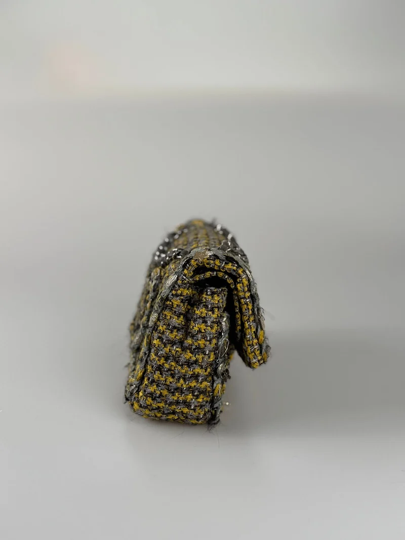 Chanel Tweed Braided Charms Medium Flap Bag Gelb Grau Schwarz