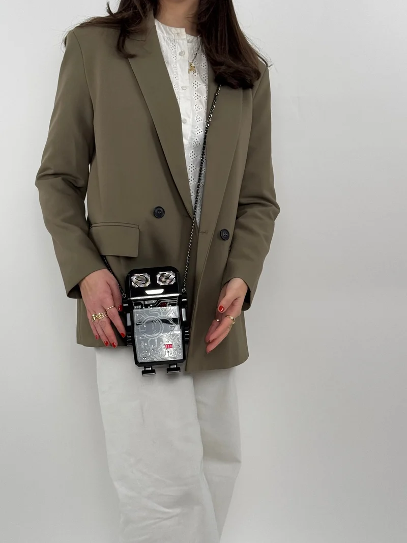 Chanel Plexiglas Kristall Roboter Minaudiere Clutch Schwarz