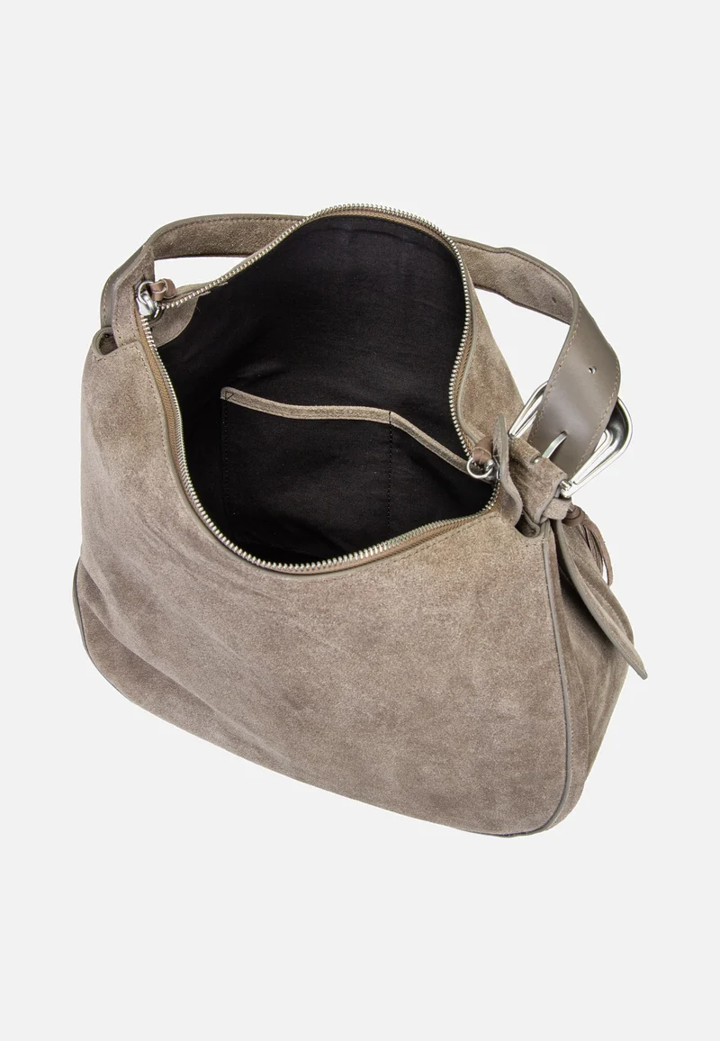 Ines Hobo L Suede Neutral Grey - Hobo Bag