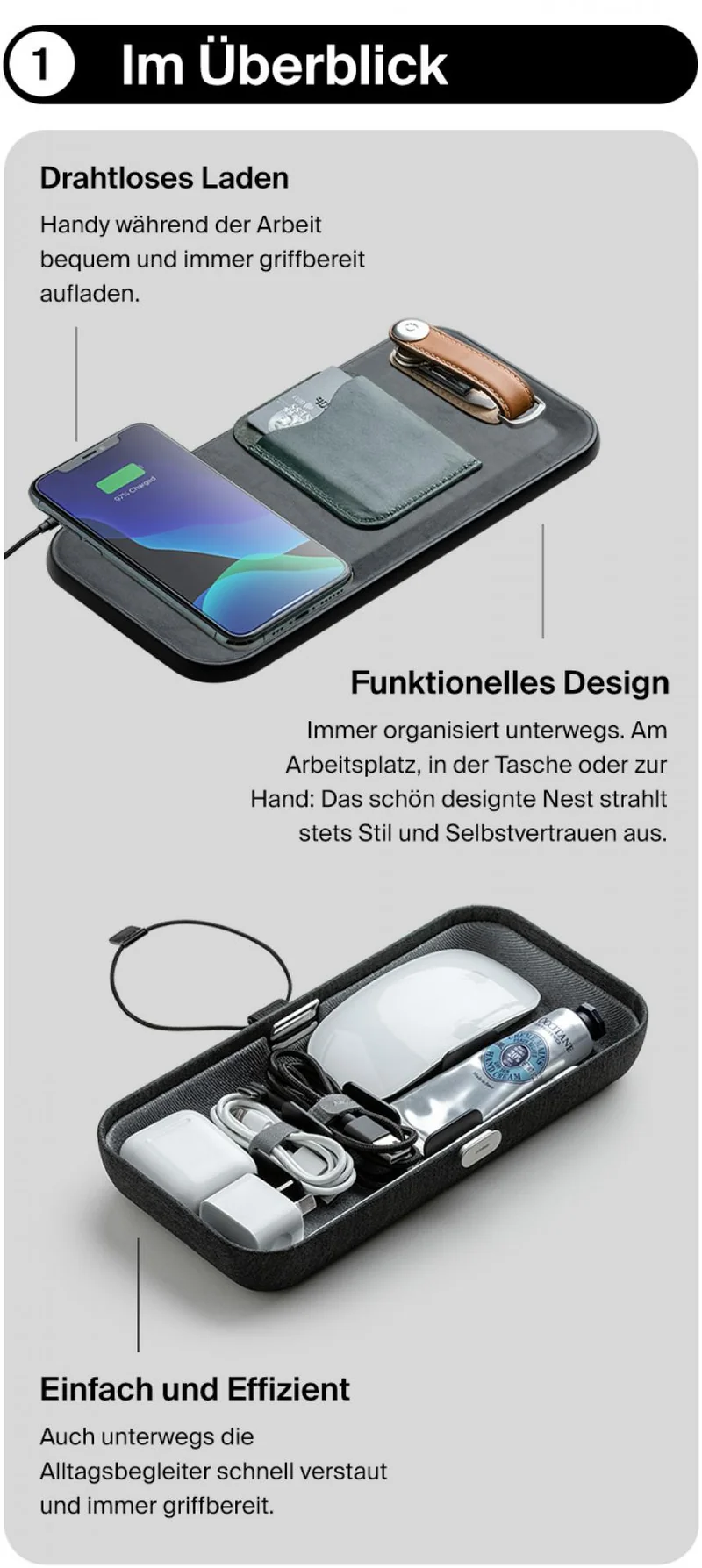 Orbitkey Nest Organiser mit drahtloser Ladestation