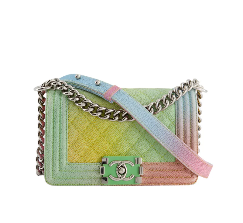 Chanel Caviar Quilted Small Cuba Rainbow Le Boy Bag Mehrfarbig mit silberner Hardware