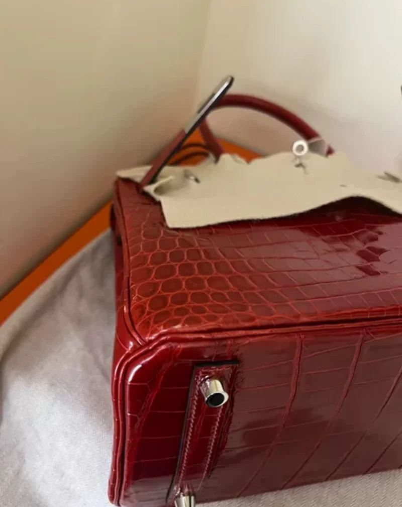 Hermes Birkin 30 Tasche in Braise Shiny Niloticus mit Palladium-Hardware