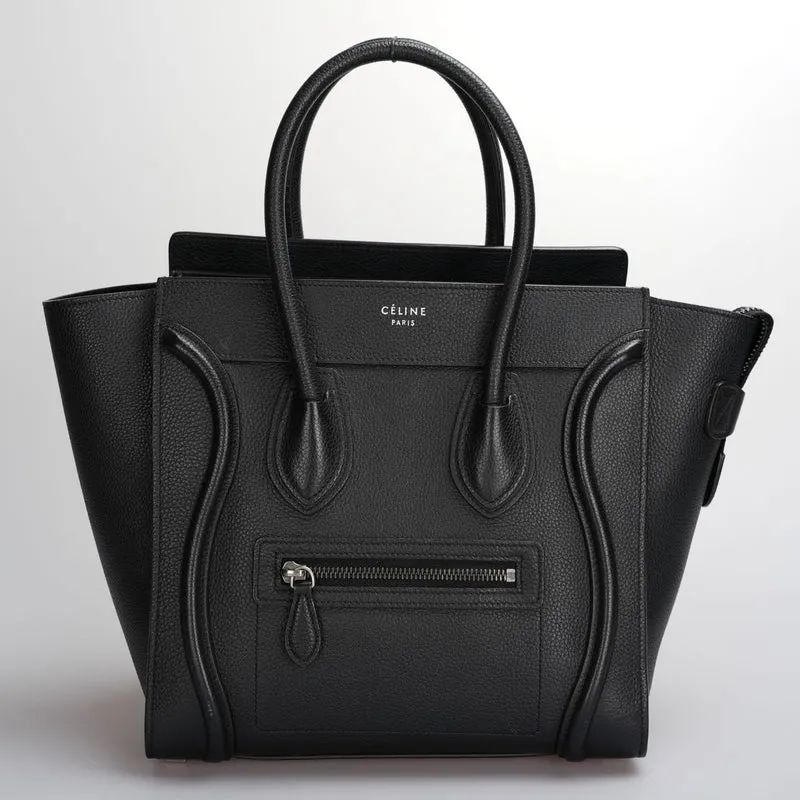 CELINE Micro Luggage Lederhandtasche in Schwarz