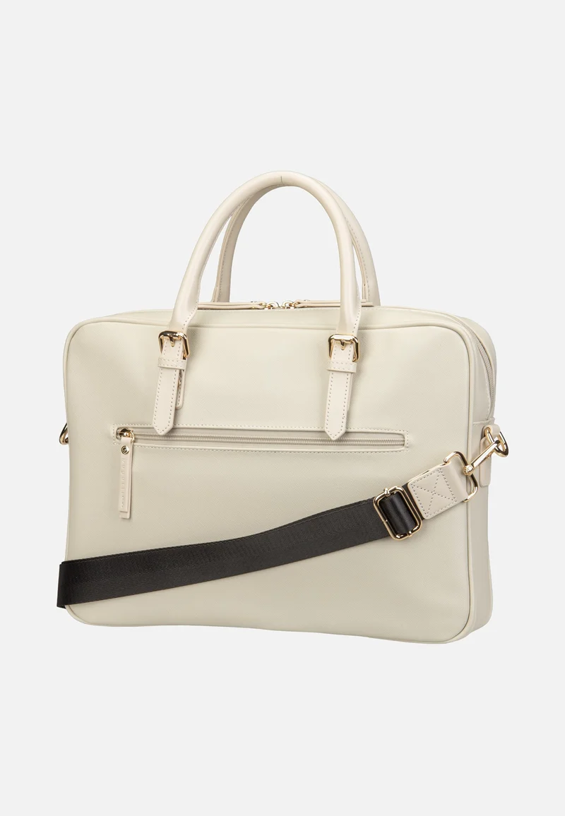 Ella Saffiano Briefcase Beige - Aktentasche