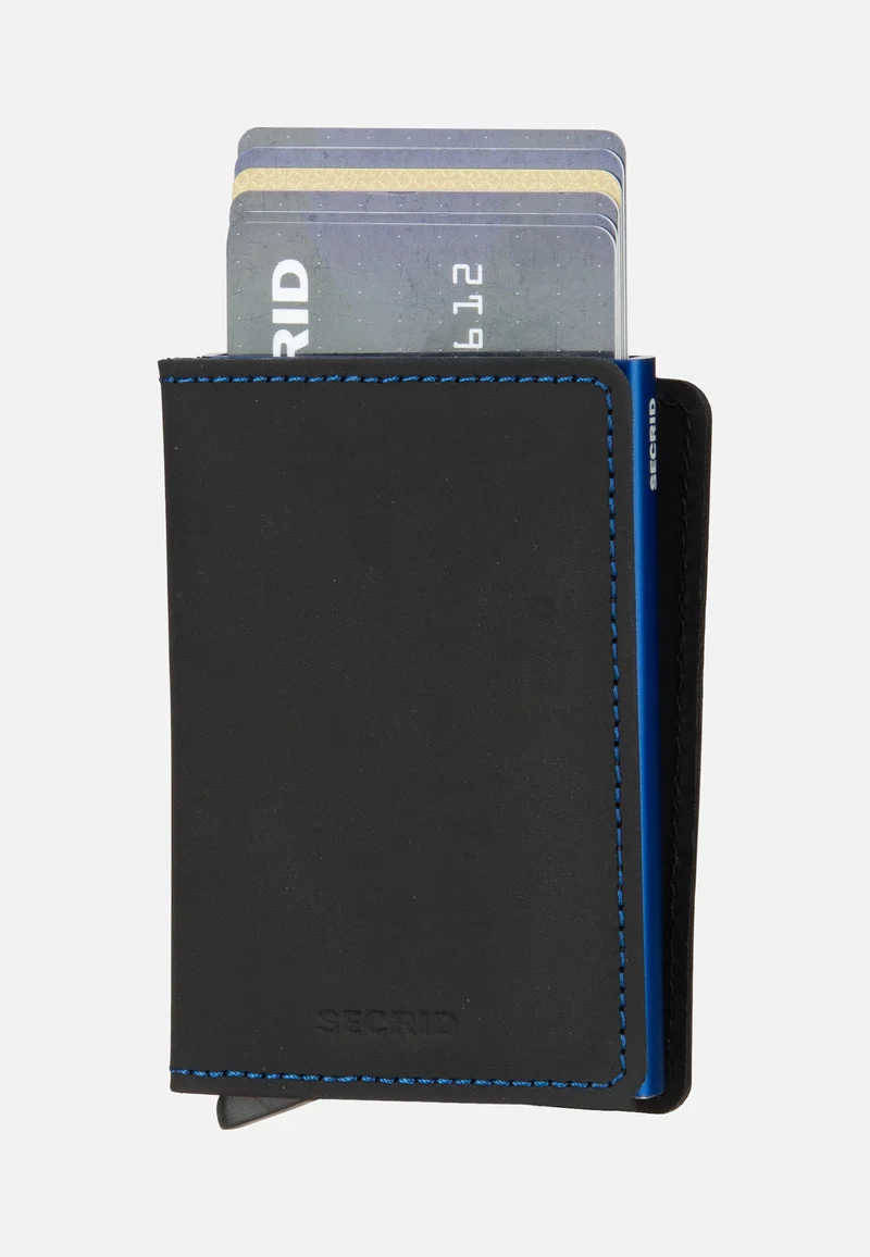 Slimwallet Matte Black & Blue - Portemonnaie