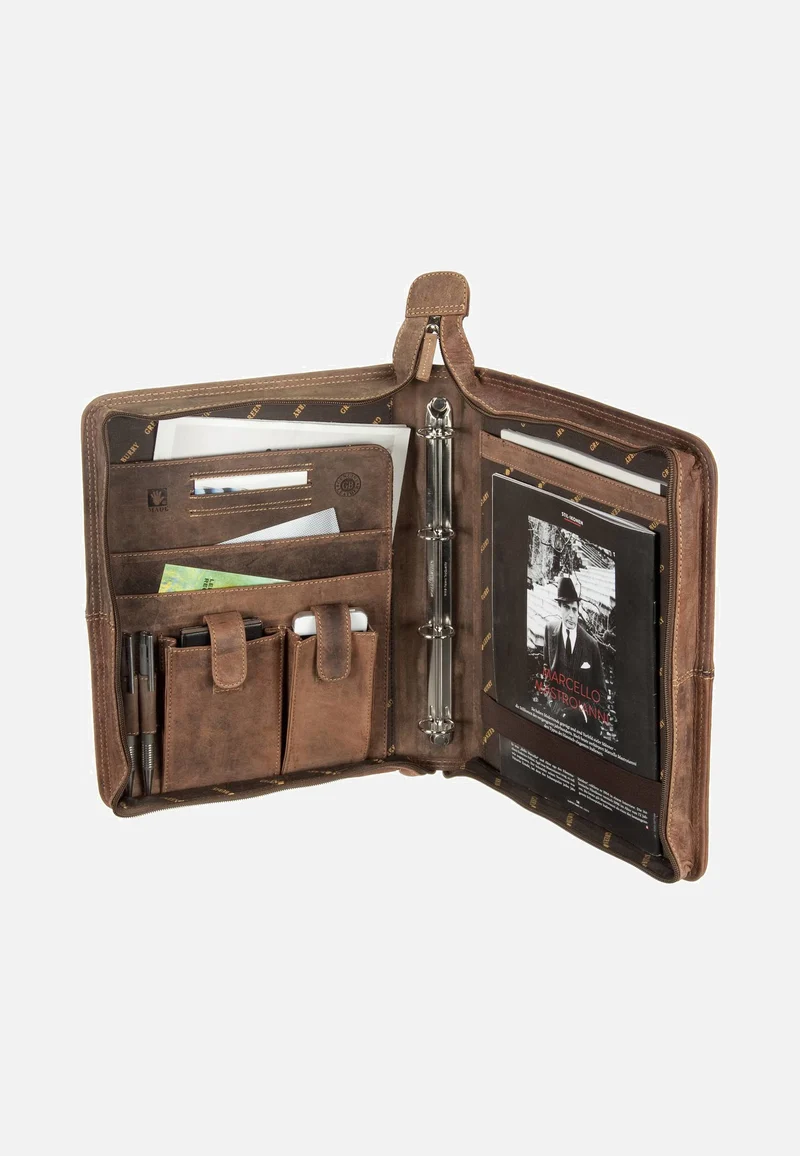 Vintage Business Planer Sattelbraun - Dokumentenmappe
