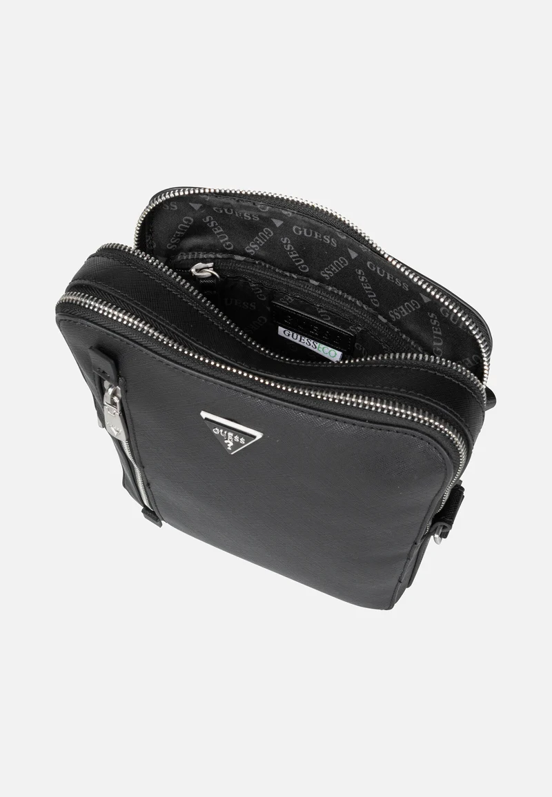 Torino Saffiano Eco Double Zip Black - Crossbody Bag