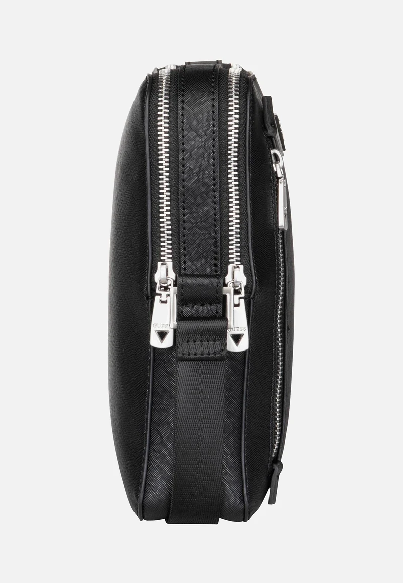 Torino Saffiano Eco Double Zip Black - Crossbody Bag
